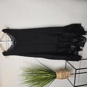 Cristina Vigenani Black Lace Trim‎ Dress Made in Italy Medium